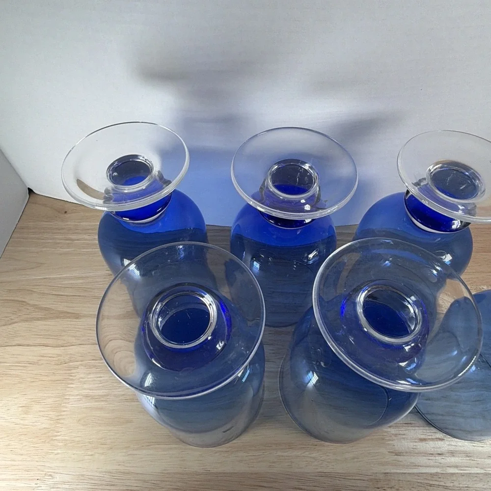 Dansk Genna Azure Blue Iced Tea Glasses Set Of 6 Modern Stemware